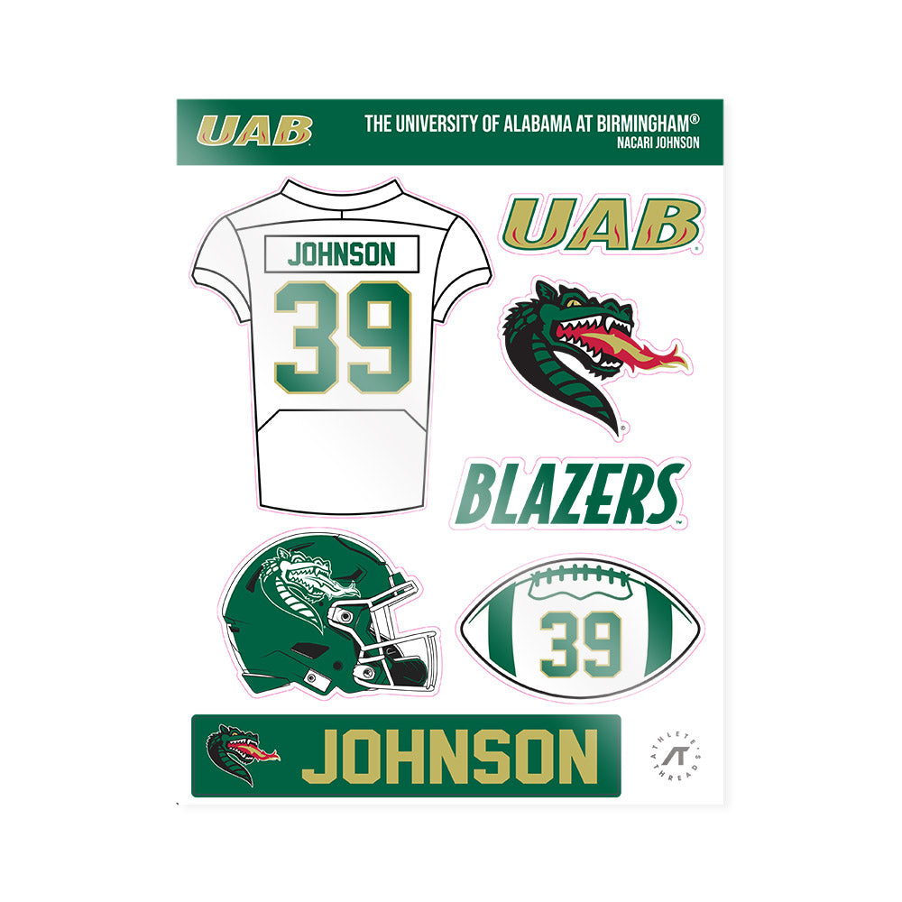 UAB - NCAA Football : Nacari Johnson - Sticker Sheet-0