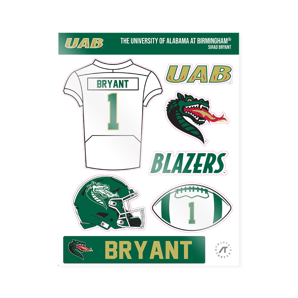 UAB - NCAA Football : Sirad Bryant - Sticker Sheet-0