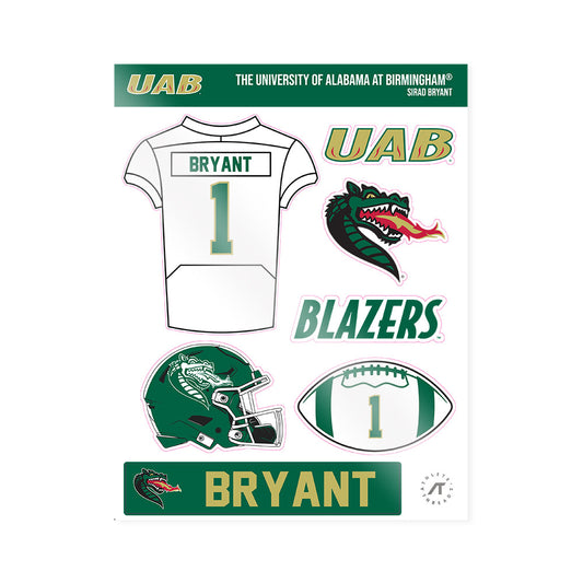 UAB - NCAA Football : Sirad Bryant - Sticker Sheet-0