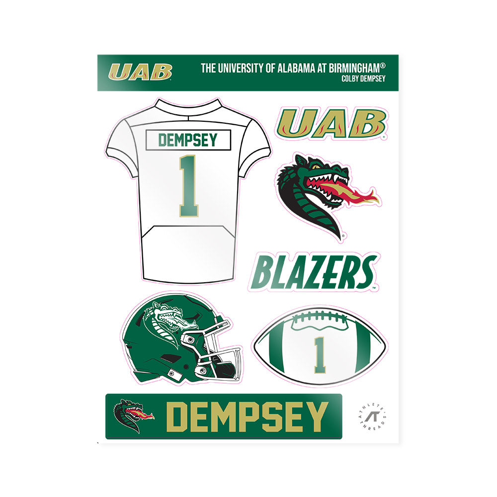 UAB - NCAA Football : Colby Dempsey - Sticker Sheet-0