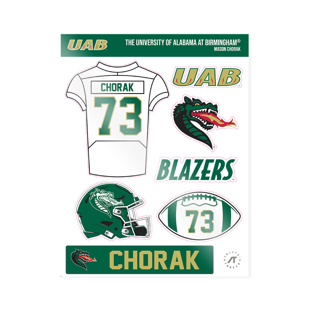 UAB - NCAA Football : Mason Chorak - Sticker Sheet-0