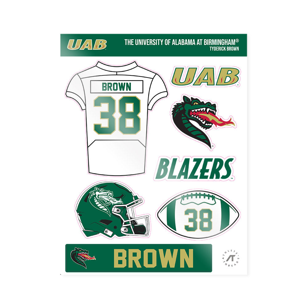 UAB - NCAA Football : Tyderick Brown - Sticker Sheet-0