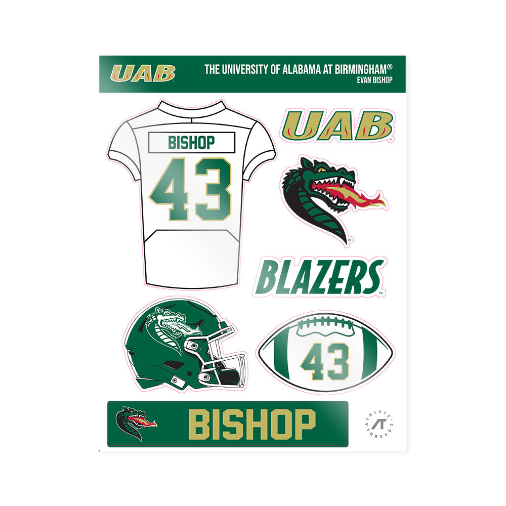 UAB - NCAA Football : Evan Bishop - Sticker Sheet-0