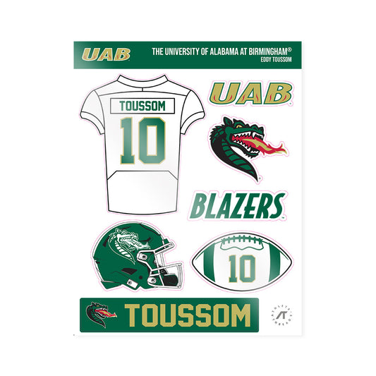 UAB - NCAA Football : Eddy Toussom - Sticker Sheet-0