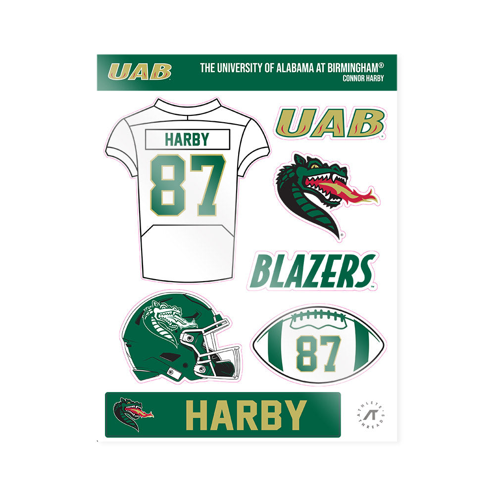 UAB - NCAA Football : Connor Harby - Sticker Sheet-0