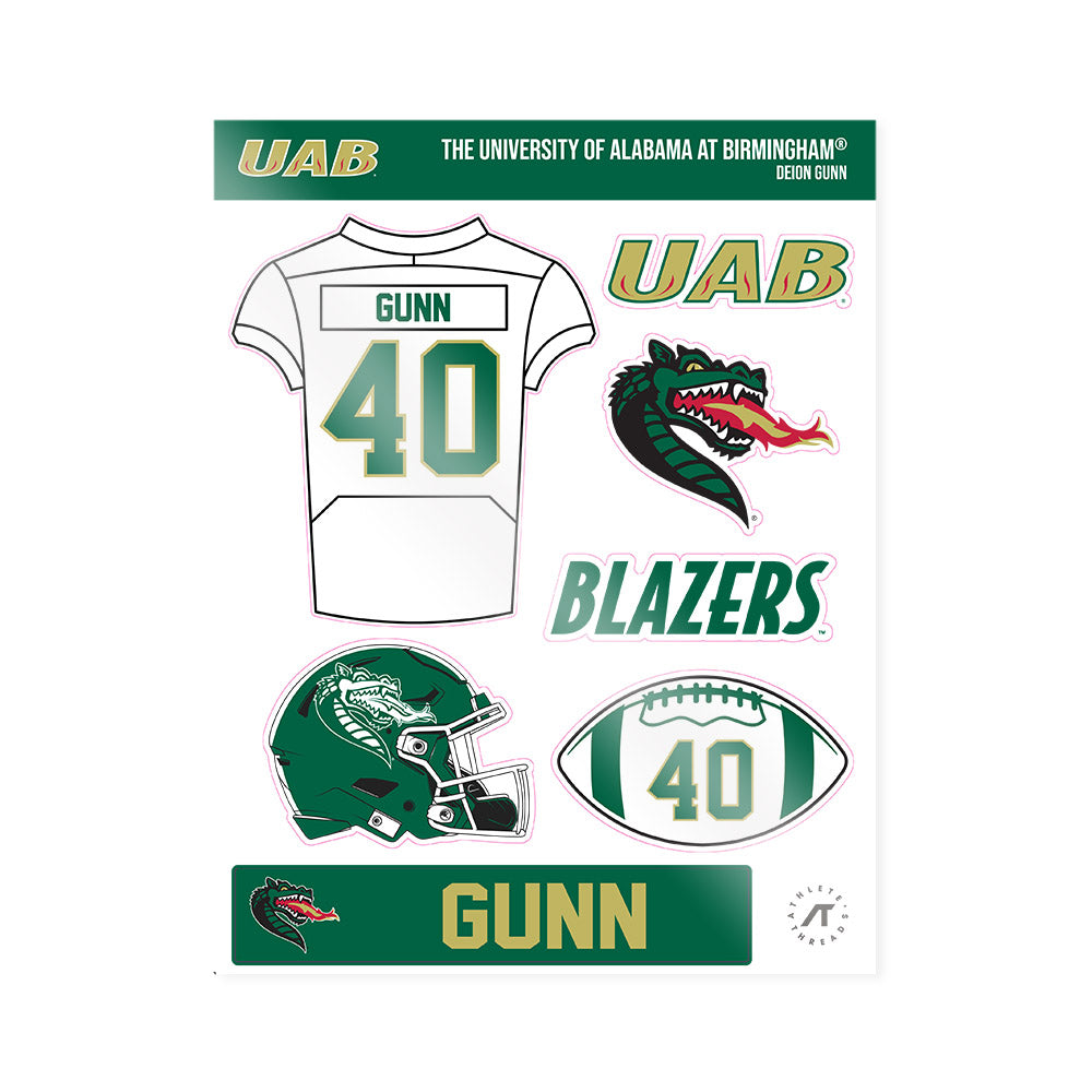 UAB - NCAA Football : Deion Gunn - Sticker Sheet-0