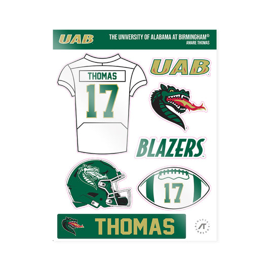 UAB - NCAA Football : Amare Thomas - Sticker Sheet-0