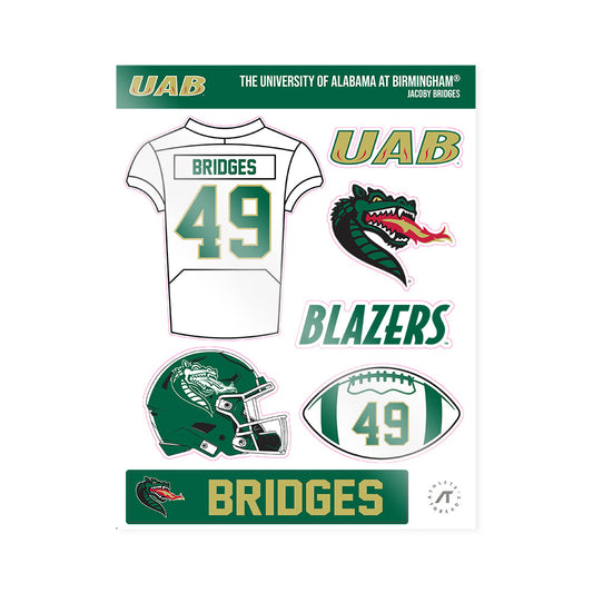 UAB - NCAA Football : Jacoby Bridges - Sticker Sheet-0