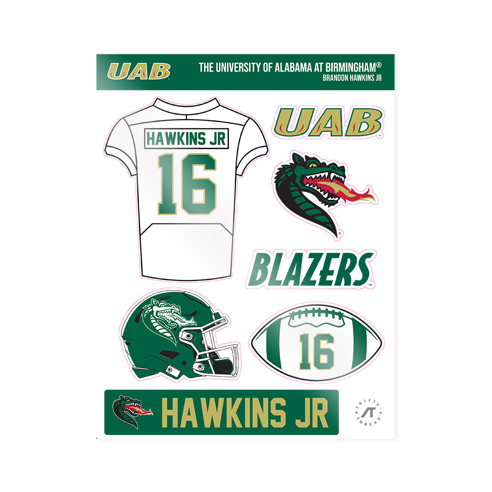 UAB - NCAA Football : Brandon Hawkins Jr - Sticker Sheet-0