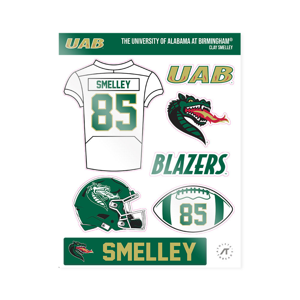 UAB - NCAA Football : Clay Smelley - Sticker Sheet-0