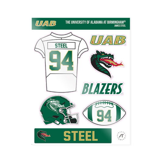 UAB - NCAA Football : James Steel - Sticker Sheet-0