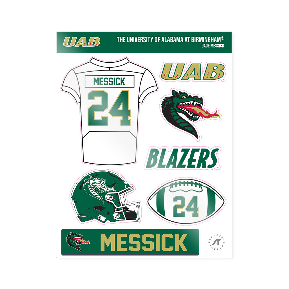 UAB - NCAA Football : Gage Messick - Sticker Sheet-0