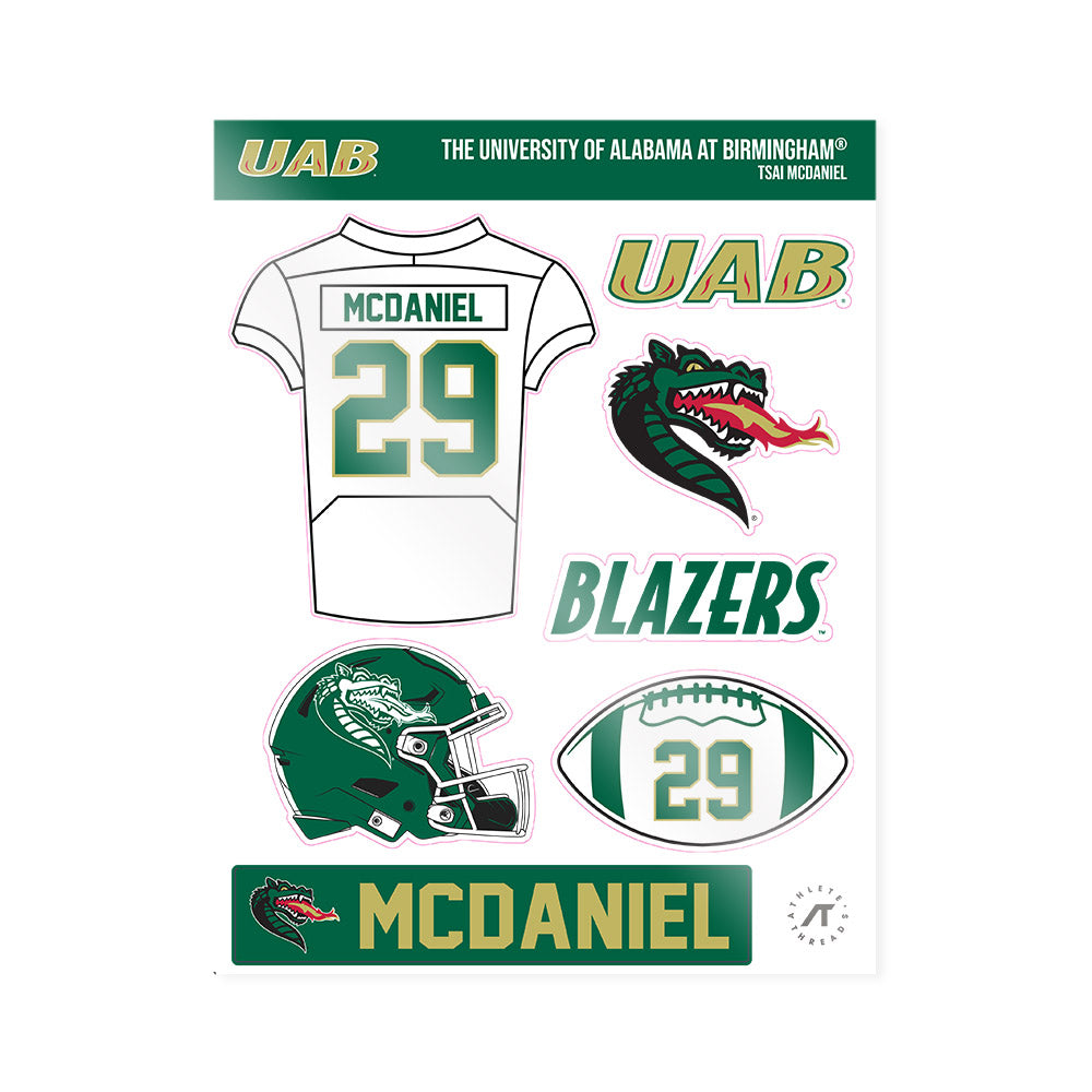 UAB - NCAA Football : Tsai McDaniel - Sticker Sheet-0