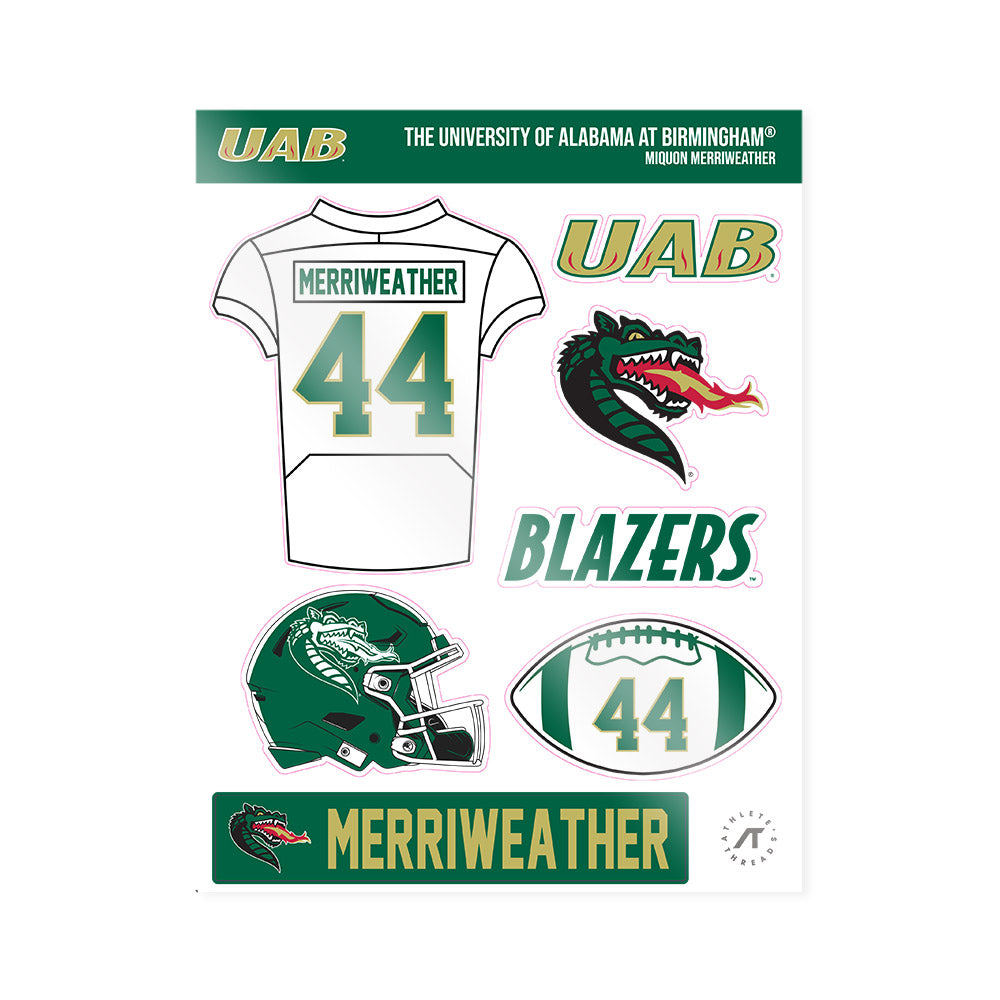 UAB - NCAA Football : Miquon Merriweather - Sticker Sheet-0