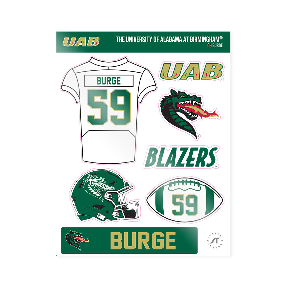 UAB - NCAA Football : Ch Burge - Sticker Sheet-0