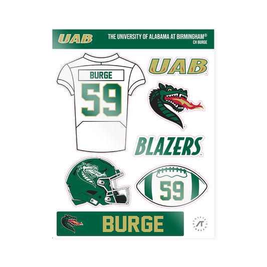 UAB - NCAA Football : Ch Burge - Sticker Sheet-0