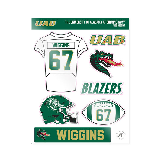 UAB - NCAA Football : Wes Wiggins - Sticker Sheet-0