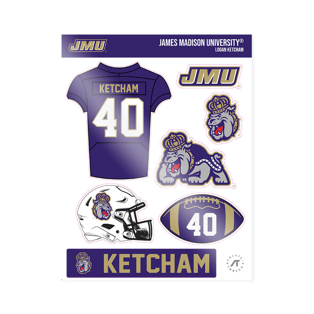 JMU - NCAA Football : Logan Ketcham - Sticker Sheet-0