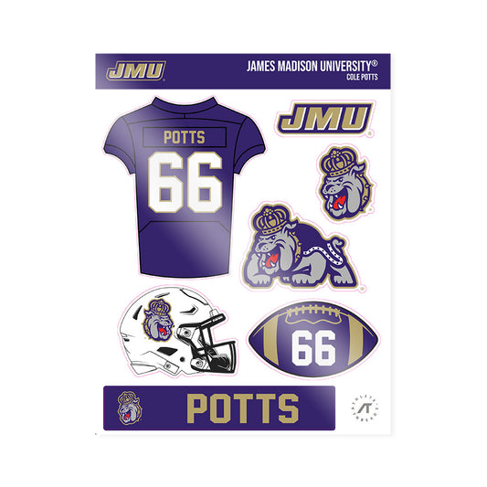 JMU - NCAA Football : Cole Potts - Sticker Sheet-0