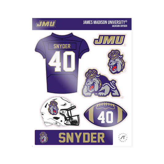 JMU - NCAA Football : Jackson Snyder - Sticker Sheet-0