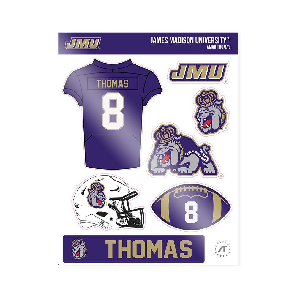 JMU - NCAA Football : Amar Thomas - Sticker Sheet-0