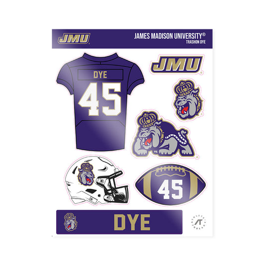 JMU - NCAA Football : Trashon Dye - Sticker Sheet-0