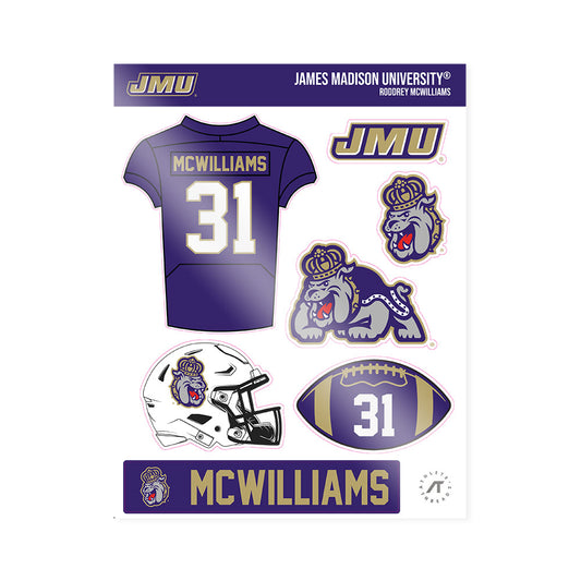 JMU - NCAA Football : Roddrey McWilliams - Sticker Sheet-0