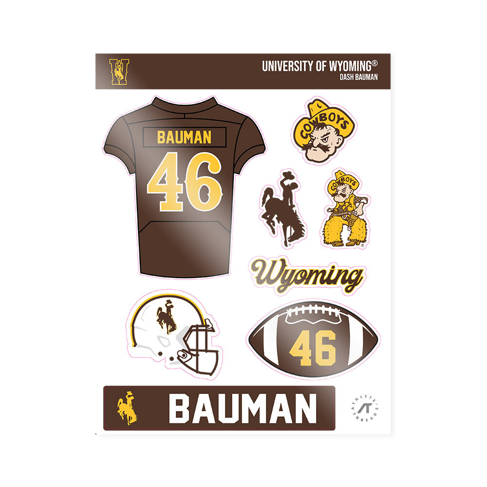 Wyoming - NCAA Football : Dash Bauman - Sticker Sheet-0