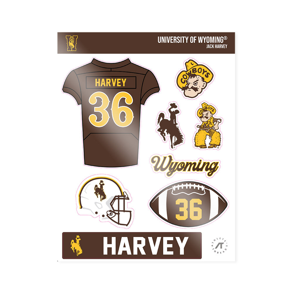 Wyoming - NCAA Football : Jack Harvey - Sticker Sheet-0