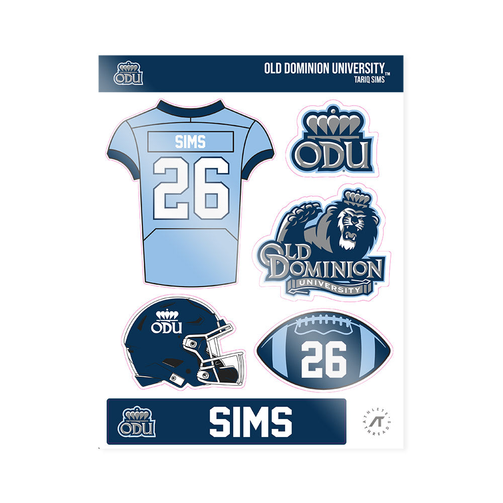 Old Dominion - NCAA Football : Tariq Sims - Sticker Sheet-0