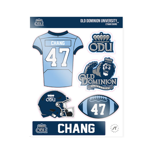 Old Dominion - NCAA Football : Ethan Chang - Sticker Sheet-0