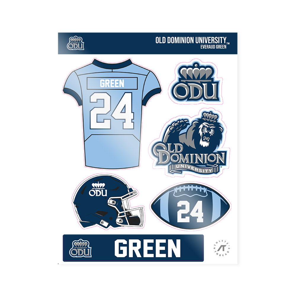 Old Dominion - NCAA Football : Everaud Green - Sticker Sheet-0