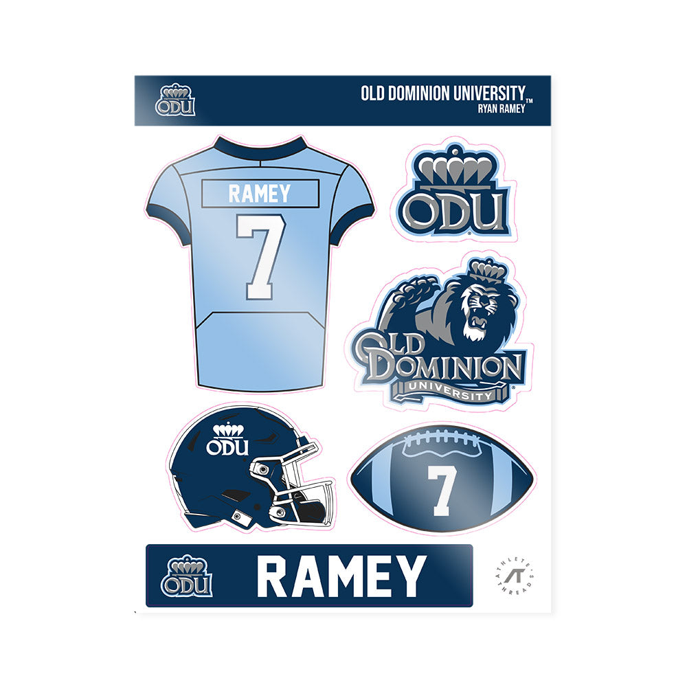 Old Dominion - NCAA Football : Ryan Ramey - Sticker Sheet-0