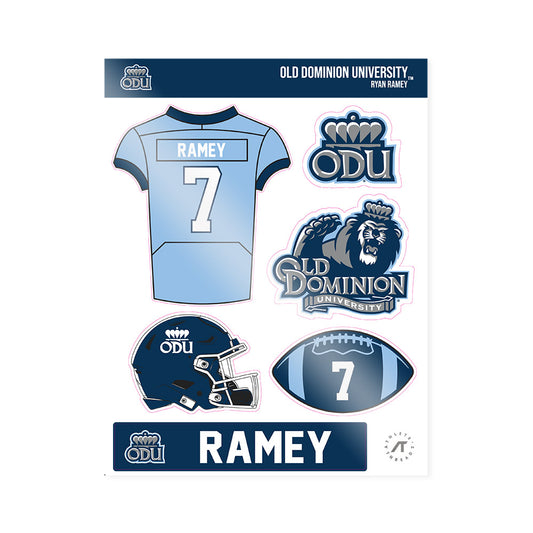 Old Dominion - NCAA Football : Ryan Ramey - Sticker Sheet-0