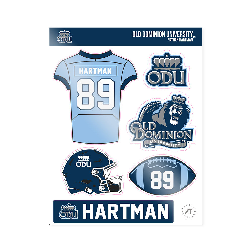 Old Dominion - NCAA Football : Nathan Hartman - Sticker Sheet-0