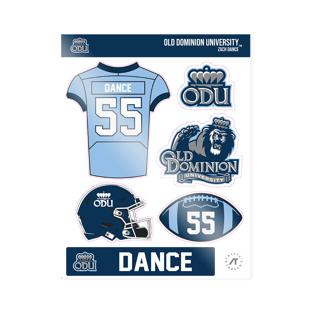 Old Dominion - NCAA Football : Zach Dance - Sticker Sheet-0