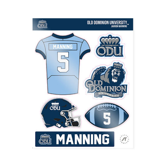 Old Dominion - NCAA Football : Jahron Manning - Sticker Sheet-0