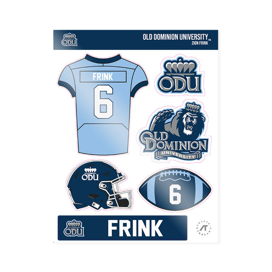 Old Dominion - NCAA Football : Zion Frink - Sticker Sheet-0