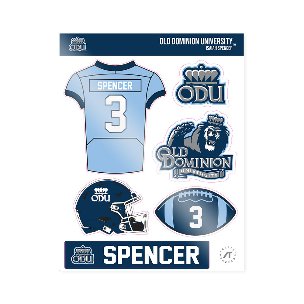 Old Dominion - NCAA Football : Isaiah Spencer - Sticker Sheet-0