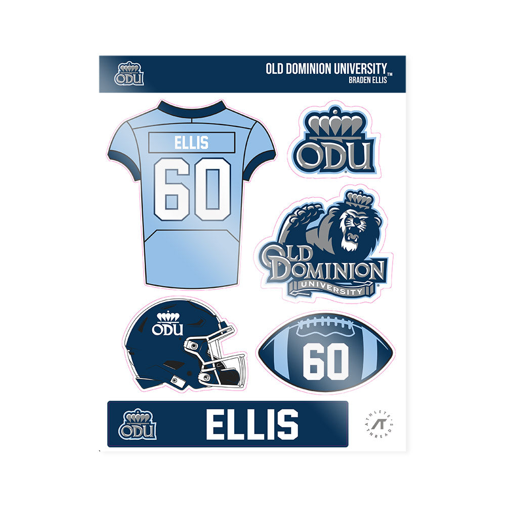 Old Dominion - NCAA Football : Braden Ellis - Sticker Sheet-0