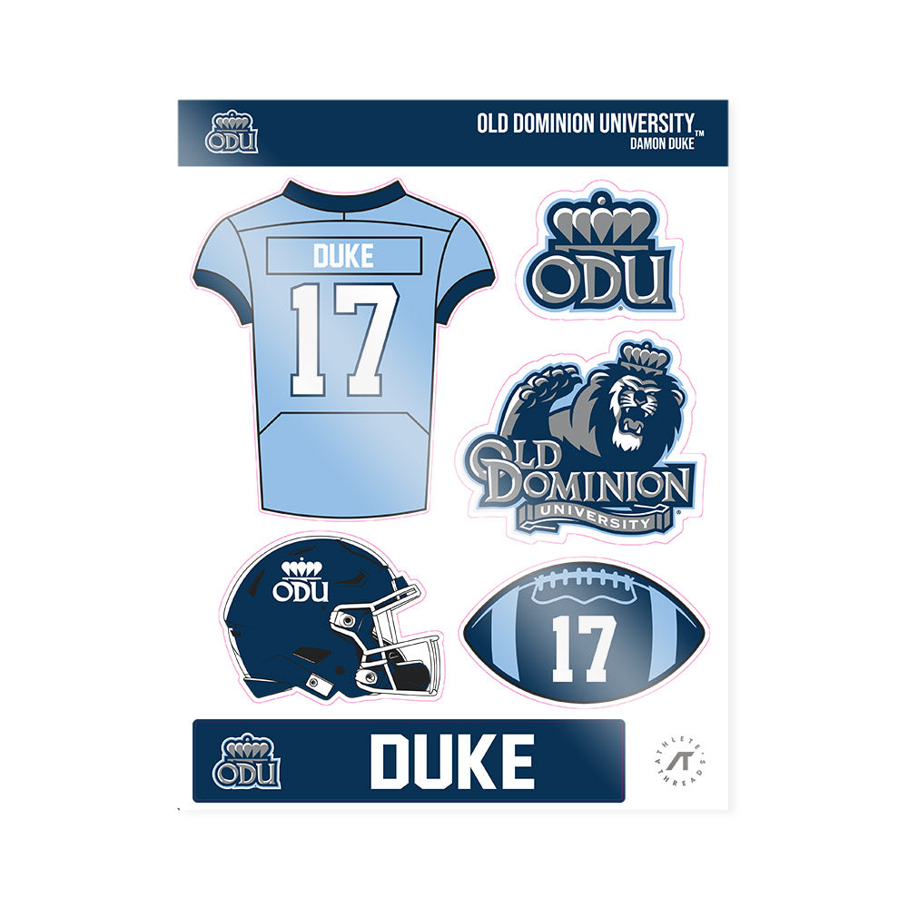 Old Dominion - NCAA Football : Damon Duke - Sticker Sheet-0