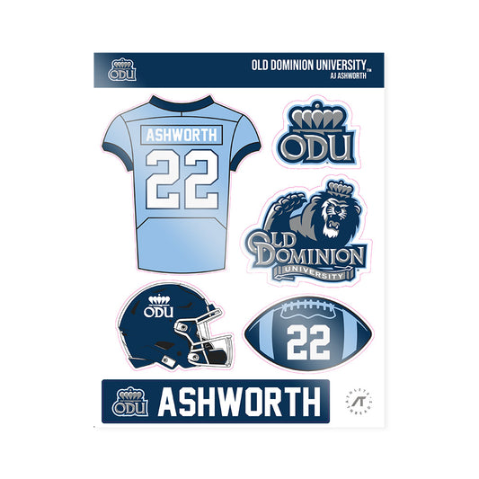 Old Dominion - NCAA Football : AJ Ashworth - Sticker Sheet-0