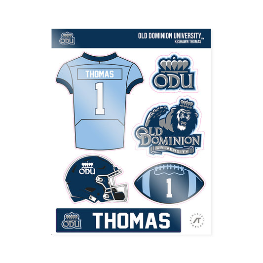 Old Dominion - NCAA Football : Keshawn Thomas - Sticker Sheet-0