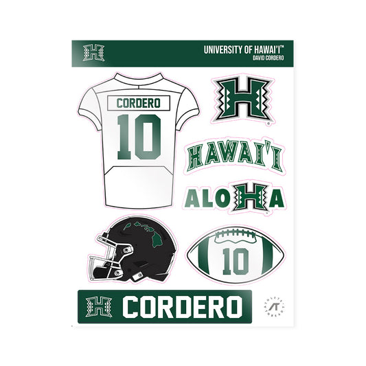 Hawaii - NCAA Football : David Cordero - Sticker Sheet-0