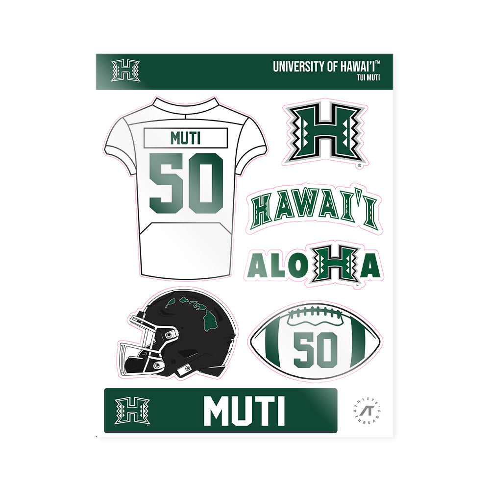 Hawaii - NCAA Football : Tui Muti - Sticker Sheet-0