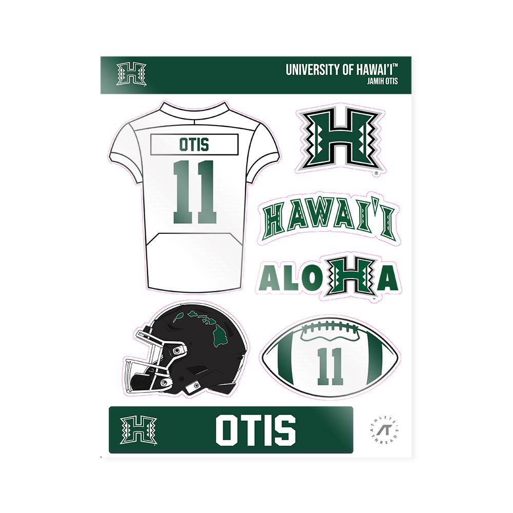 Hawaii - NCAA Football : Jamih Otis - Sticker Sheet-0