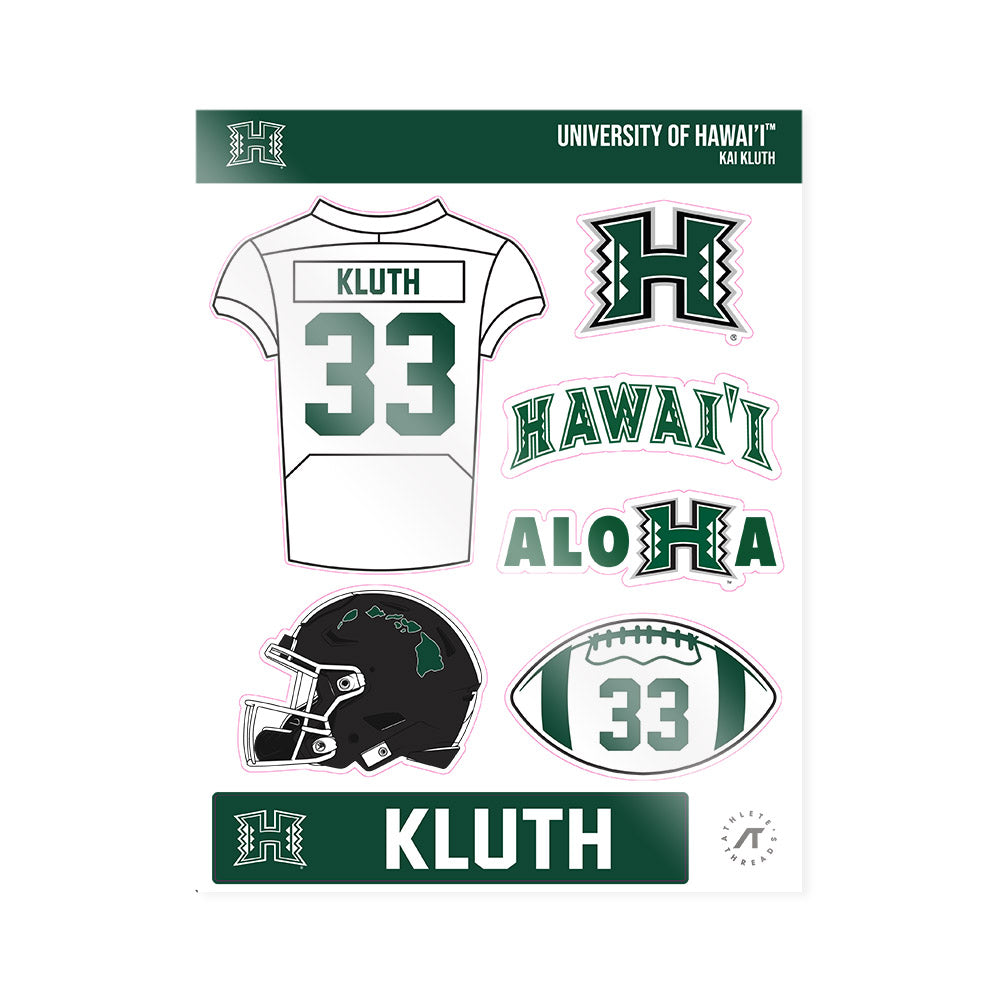 Hawaii - NCAA Football : Kai Kluth - Sticker Sheet-0