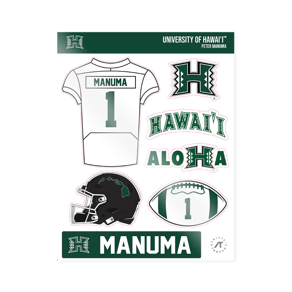 Hawaii - NCAA Football : Peter Manuma - Sticker Sheet-0