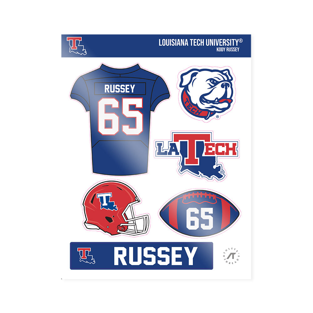 LA Tech - NCAA Football Legends : Kody Russey - Sticker Sheet-0