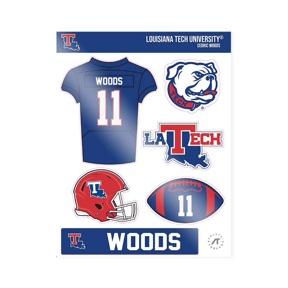 LA Tech - NCAA Football : Cedric Woods - Sticker Sheet-0